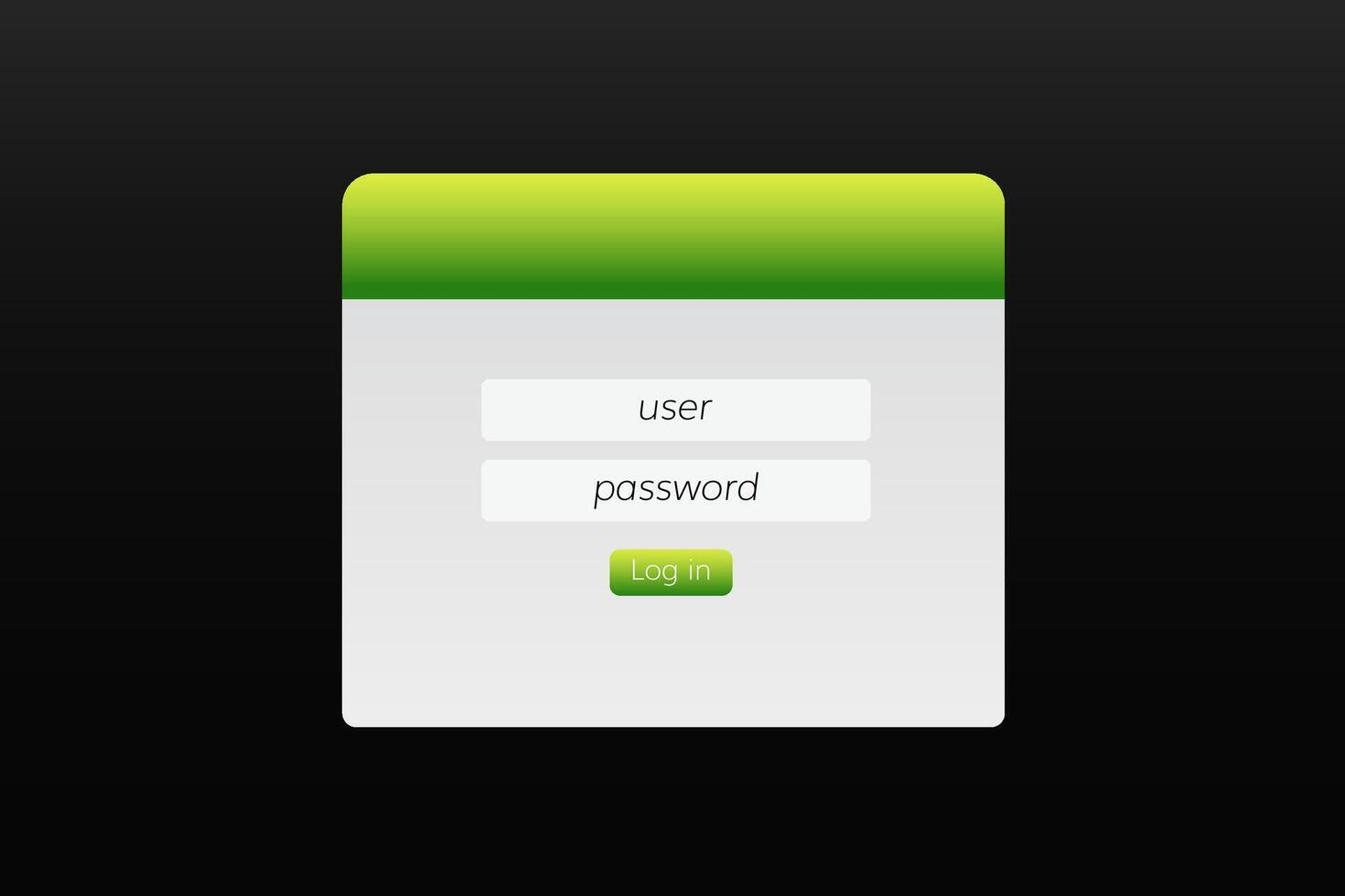 Simple user login interface with username and password input fields for secure access vector