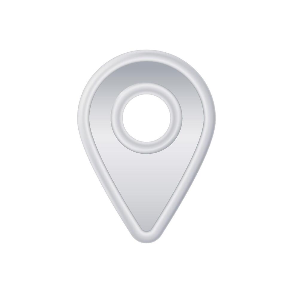 Silver location marker icon with metallic glow and modern style design vector