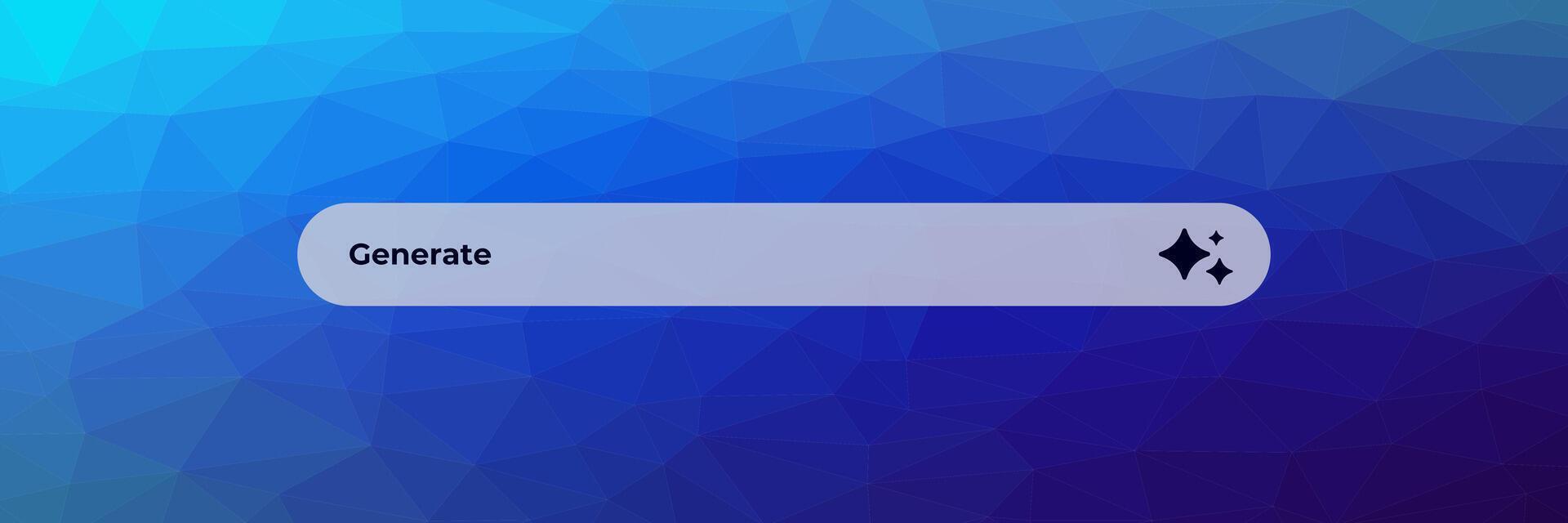 A white search bar with the words generate on a blue background vector