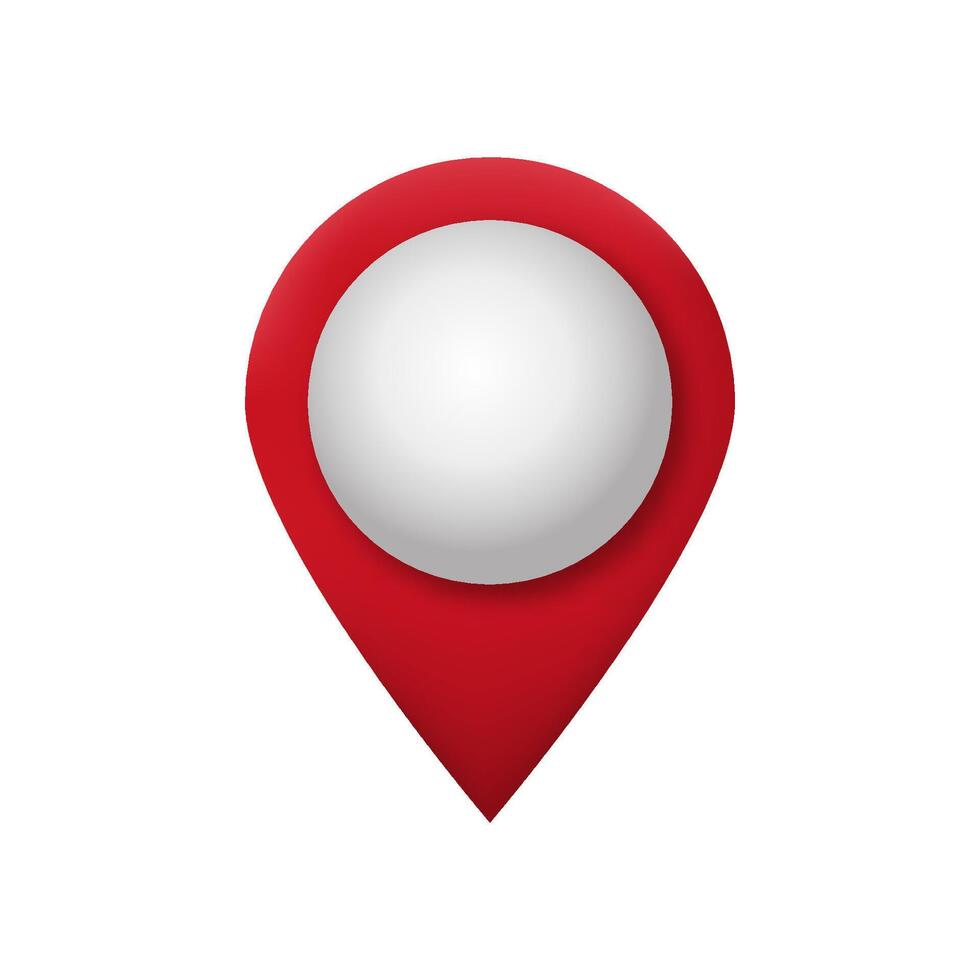 Red map pin icon with blank center for location and navigation apps vector