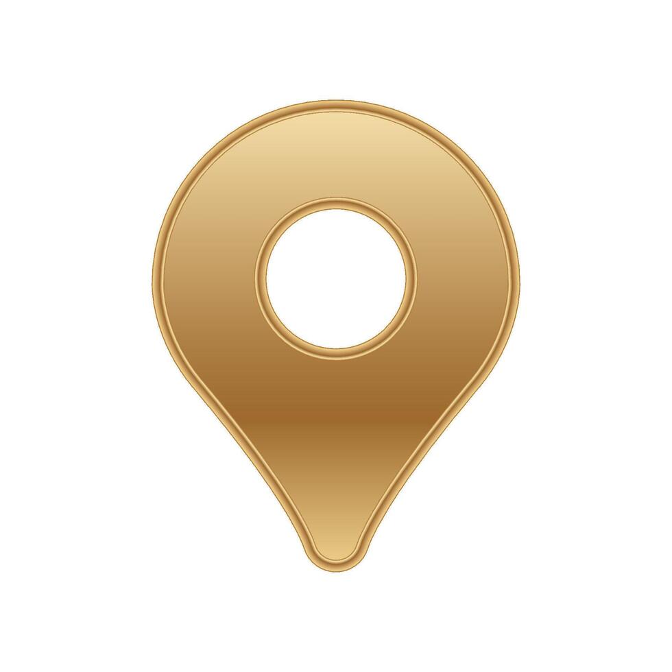 Golden map pin icon design with shiny metallic finish for elegant navigation and location apps vector