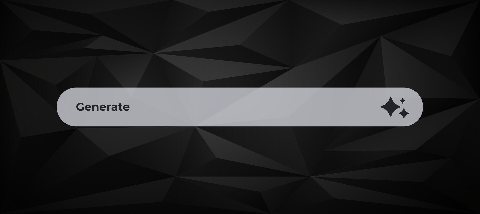A white search bar with generate is on a black background vector