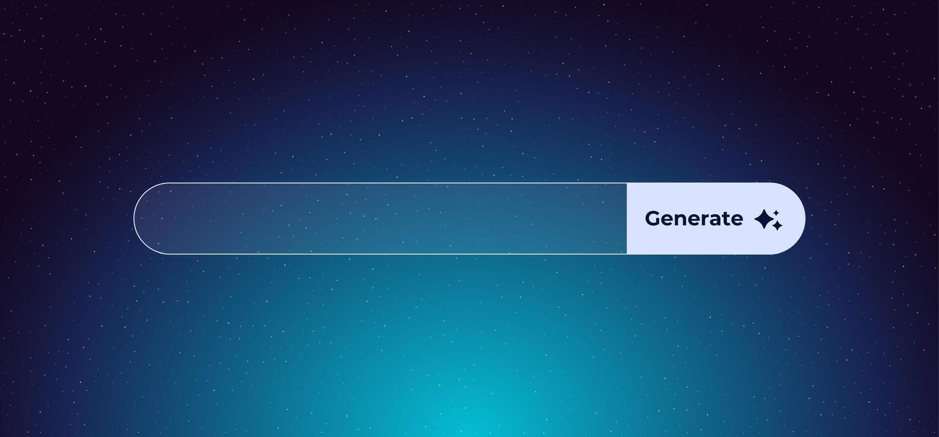 Search bar with generate button on starry blue background for creative and digital projects vector