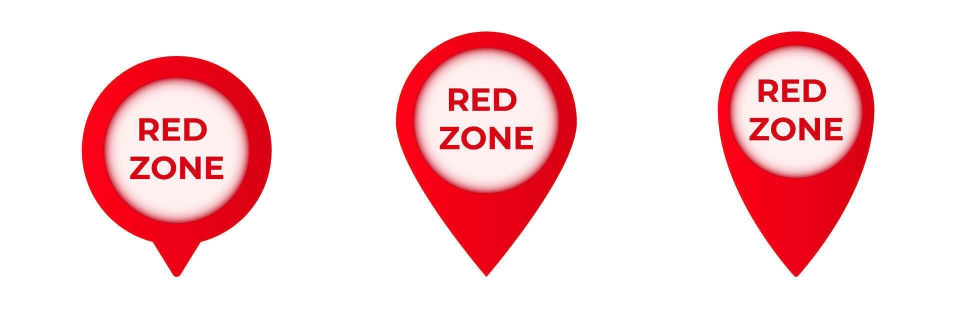 Red zone markers highlighting points of interest for navigation and location services vector