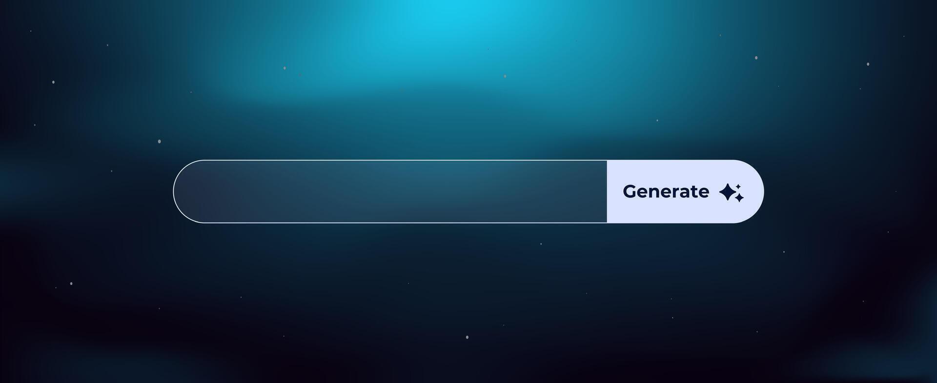 Minimalist search bar design with generate button icon on dark blue background vector