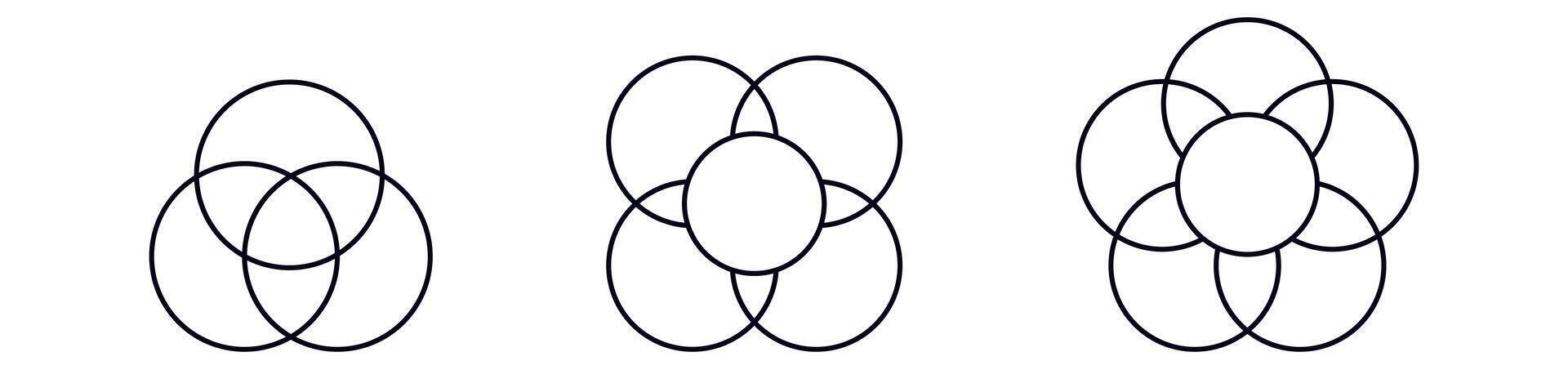 Overlapping circle patterns in simple geometric designs showing creative symmetry and balance vector