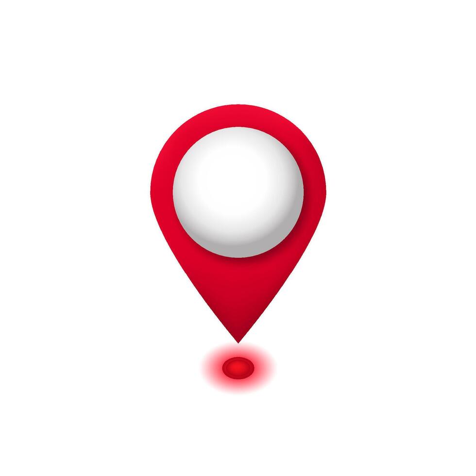 Modern red location pin symbol with white center for maps and navigation applications vector