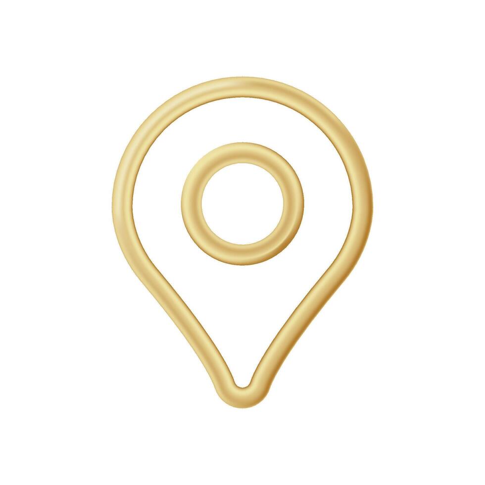 Golden location pin icon signifying precision and point on digital maps or navigation systems vector