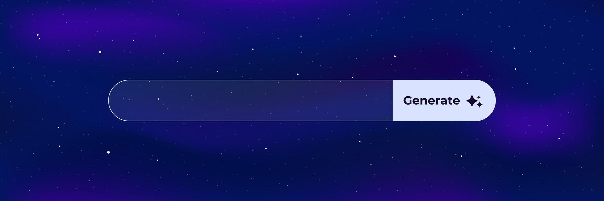 Stylish search bar with generate button and subtle starry theme vector