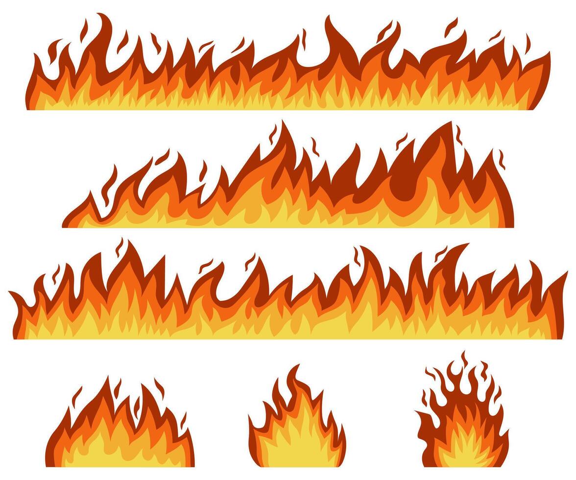 Flame fire hot burn variety flare element design background vector