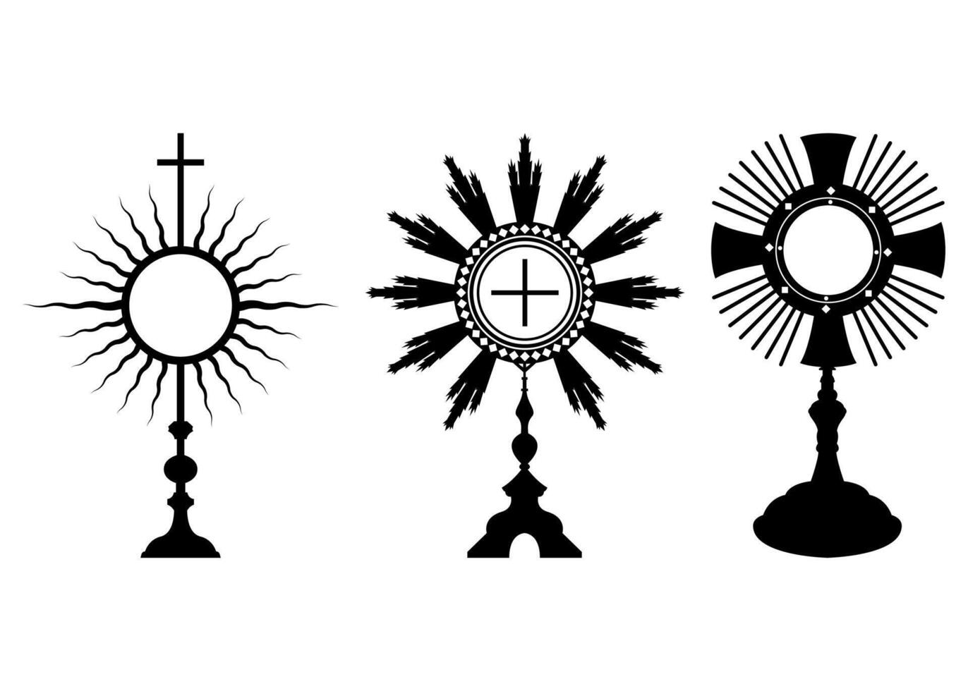 Monstrance Corpus Christi religious design elements illustration vector