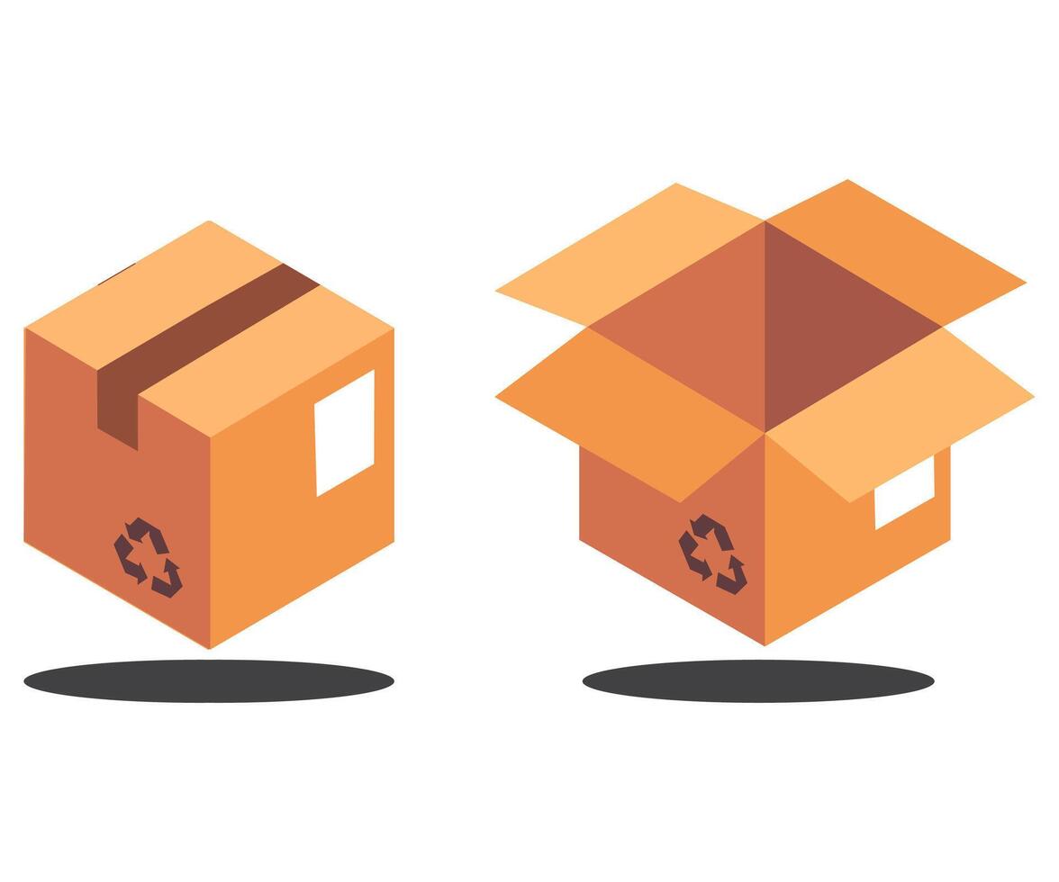 Realistic cardboard boxes to shipping flat design illustration vector