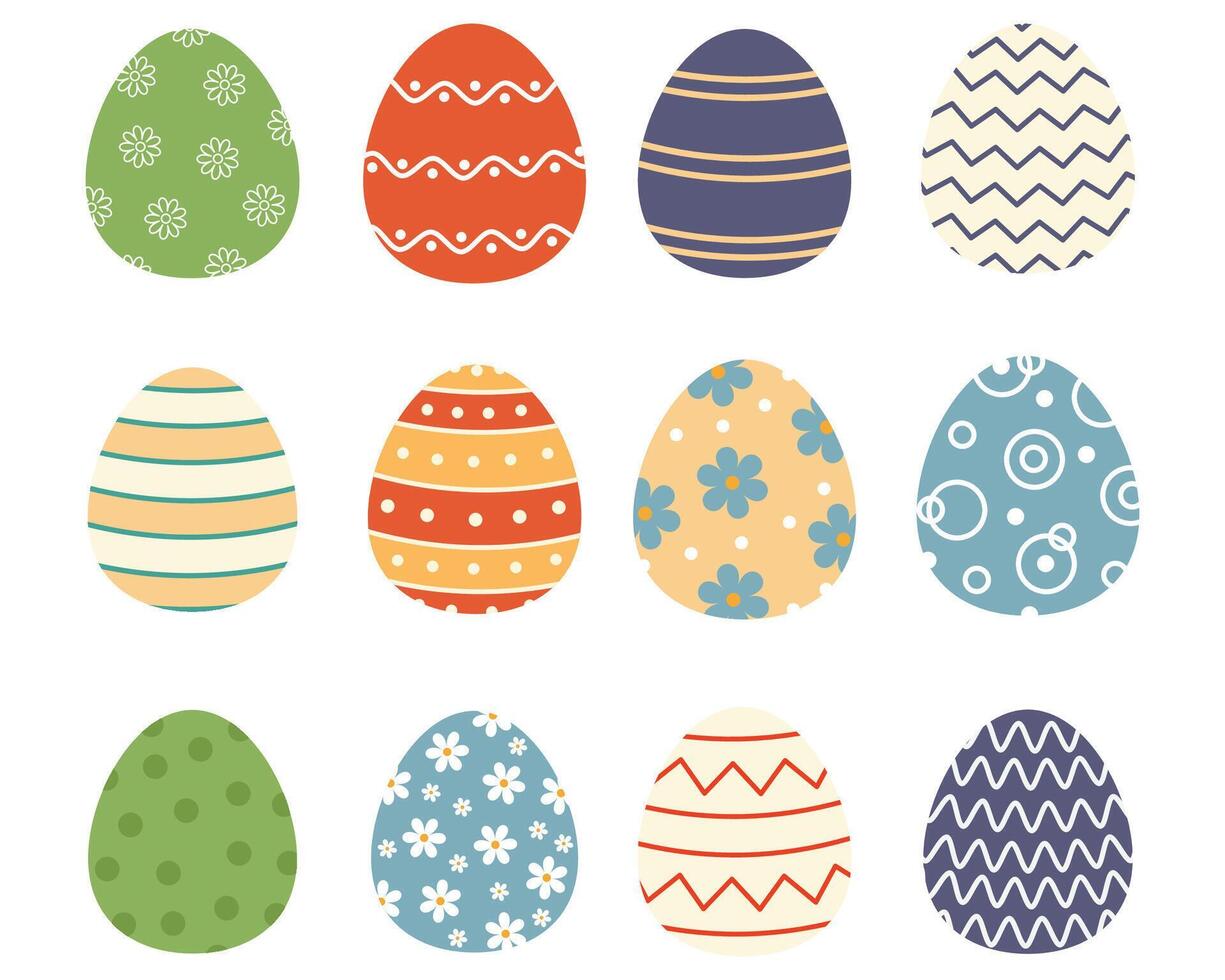 Set of colored easter eggs. illustration in flat style vector