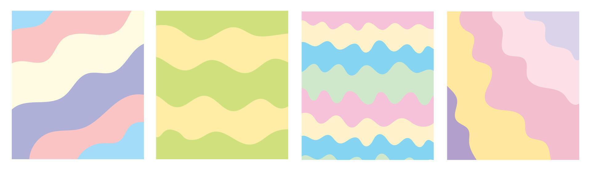Striped pastel background. Set of postcards. vector