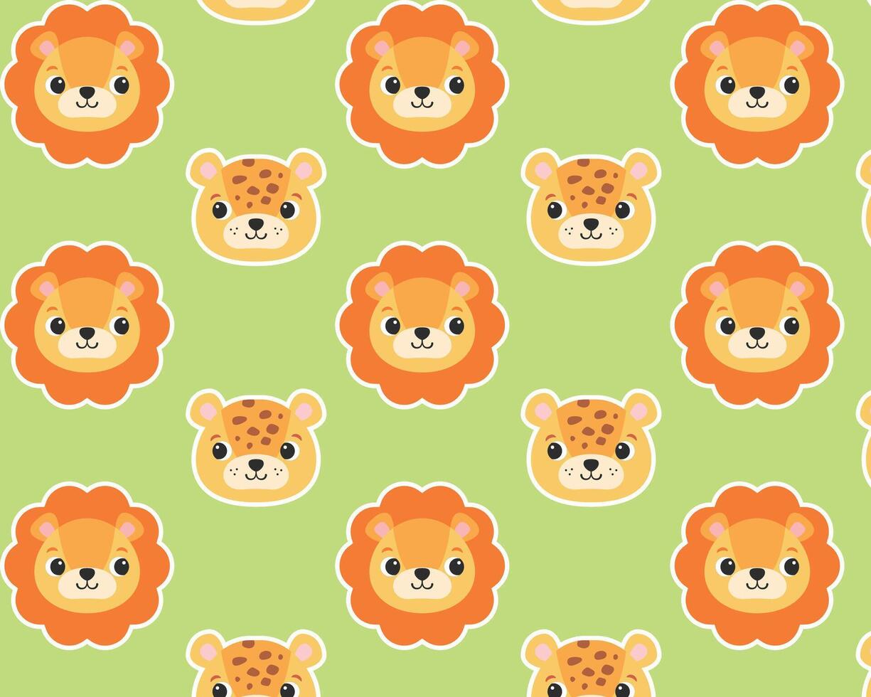 Cute lion and leopard. Seamless African pattern. illustration vector