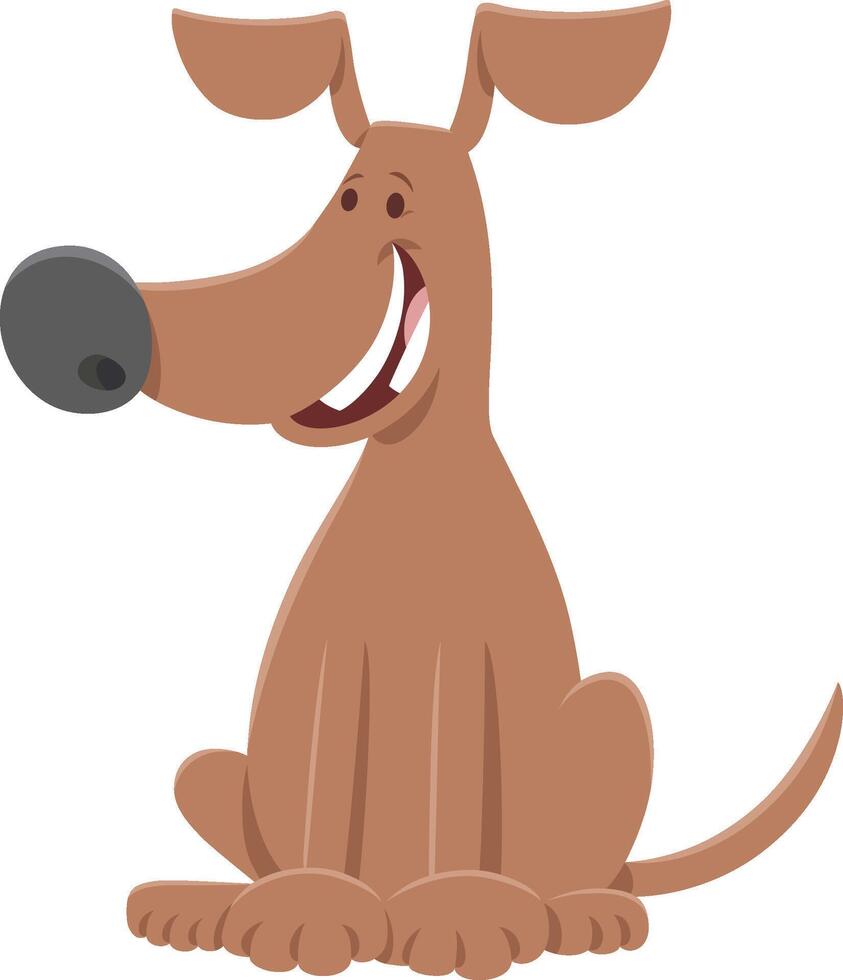happy cartoon brown dog or puppy animal character vector