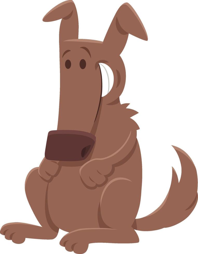 happy brown cartoon dog animal character standing up vector