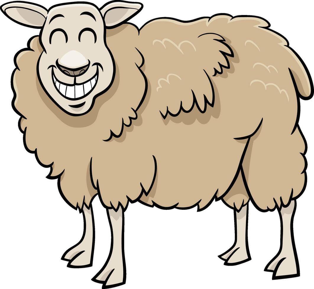 happy cartoon sheep farm animal character vector