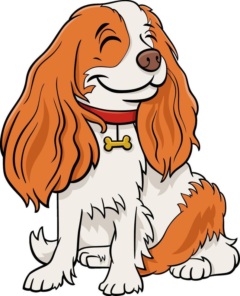 happy cartoon Cavalier King Charles Spaniel purebred dog vector