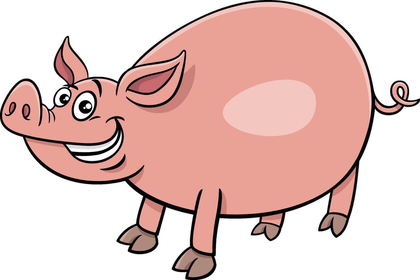 funny cartoon pig or piglet farm animal character vector