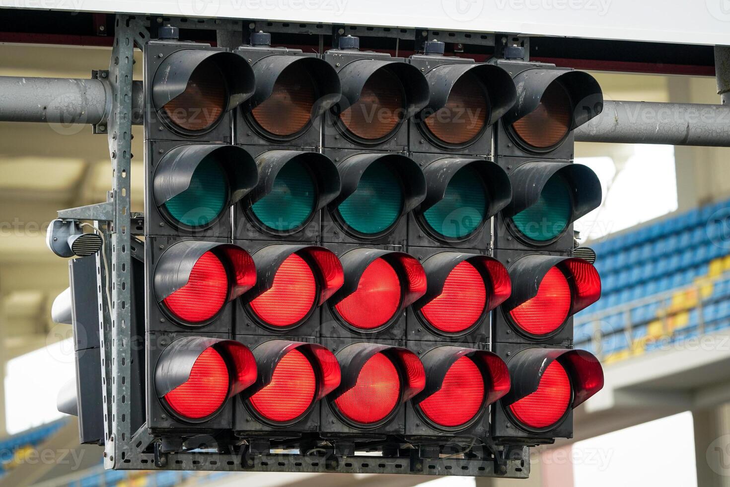 Red Start Lights in Racing Circuit photo