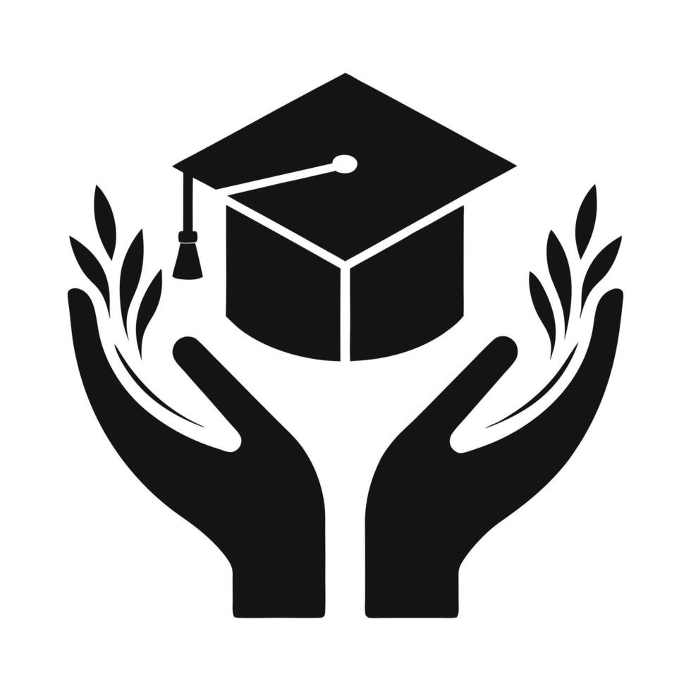 a flat illustration a graduation cap received with both hand vector