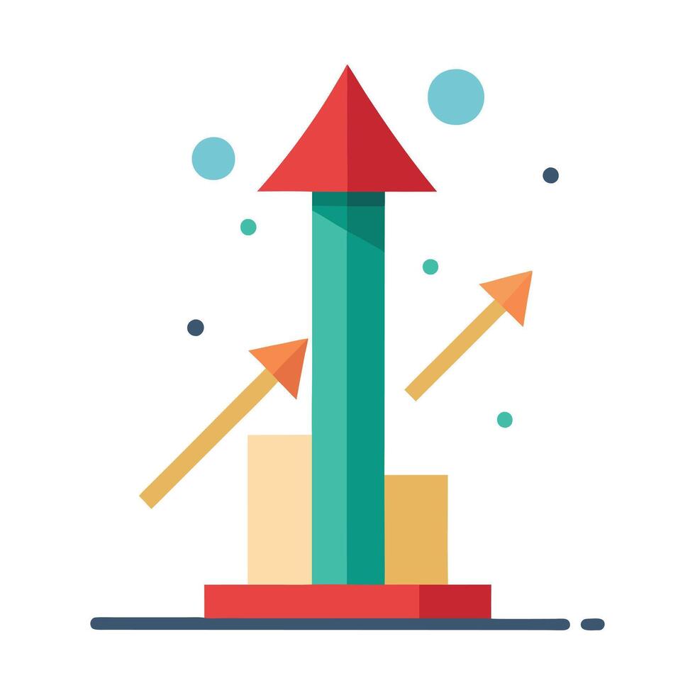 a flat illustration of a growth up, directing the arrow up vector