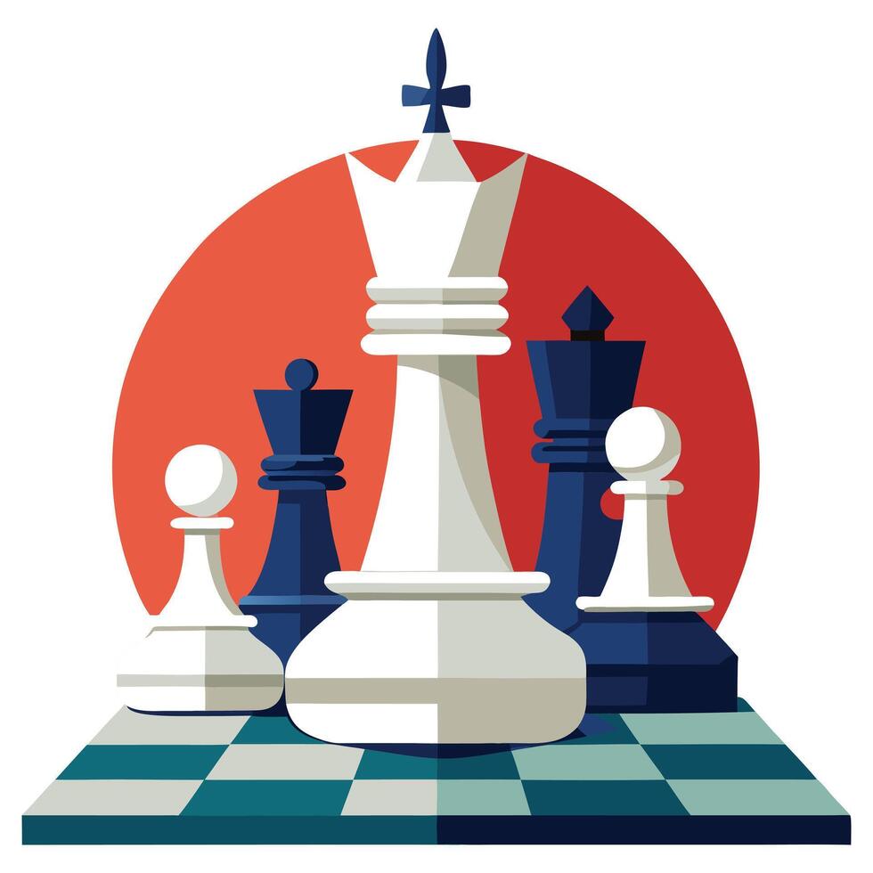 a flat illustration of a king checkmate the other dice on board vector