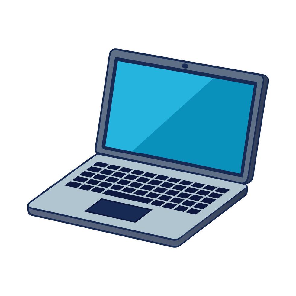a flat illustration of a laptop blue screen vector