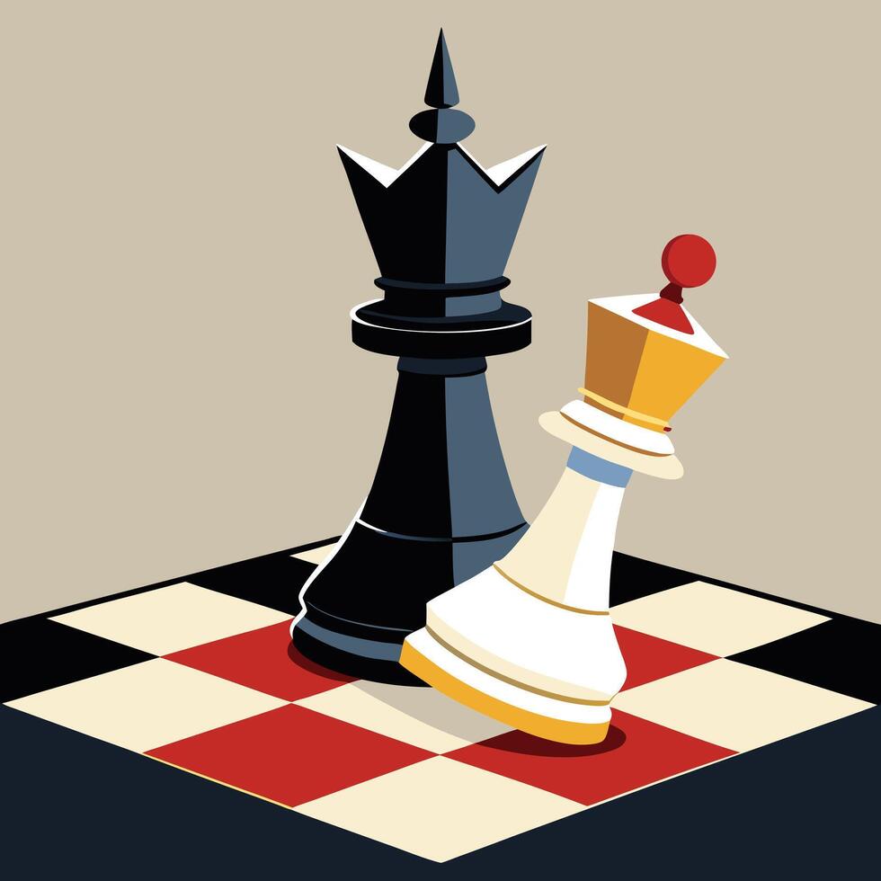a flat illustration of a king checkmate the black king vector