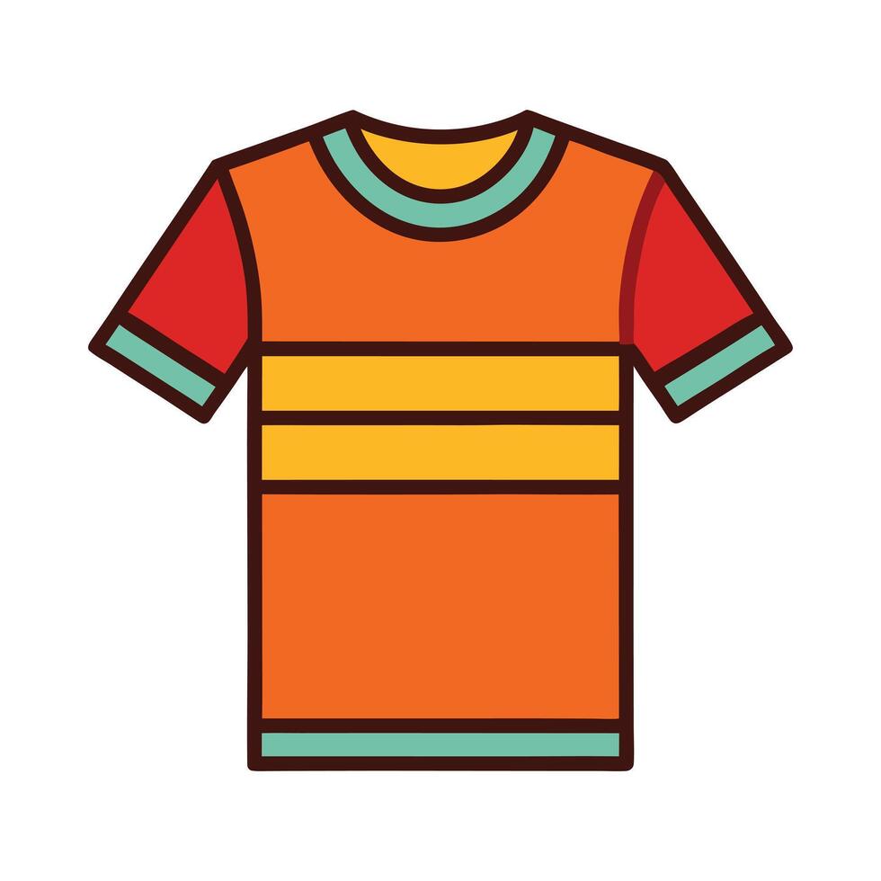 a flat illustration of a t shirt causal design in orange and red color vector