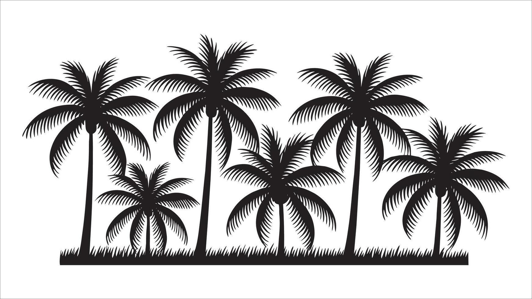 Silhouette Tropical Palm Trees Summer vector