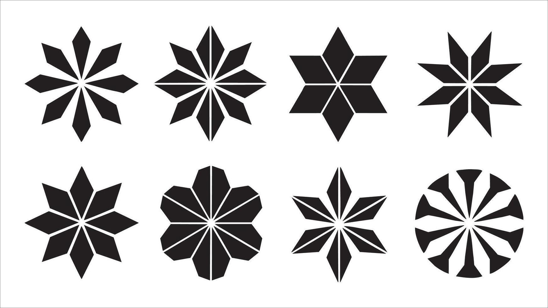 EightPointed Starburst Geometric Black White Shapes Designs vector