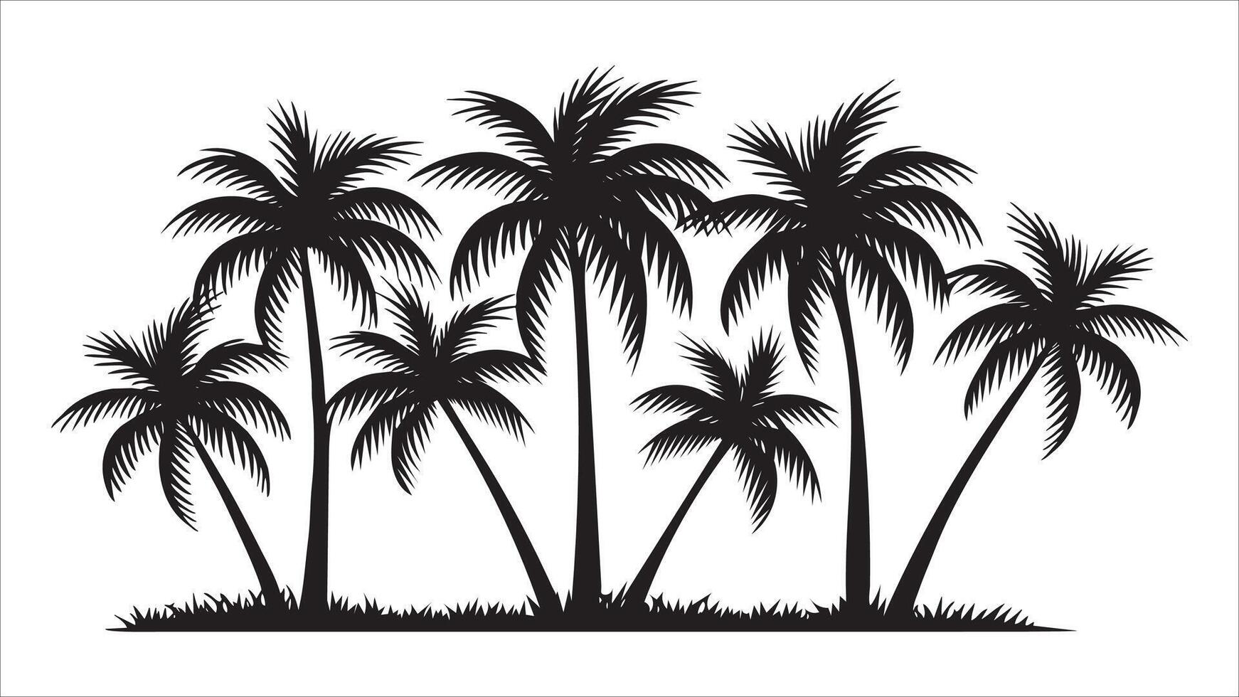 Silhouette Tropical Palm Trees Summer Vacation vector