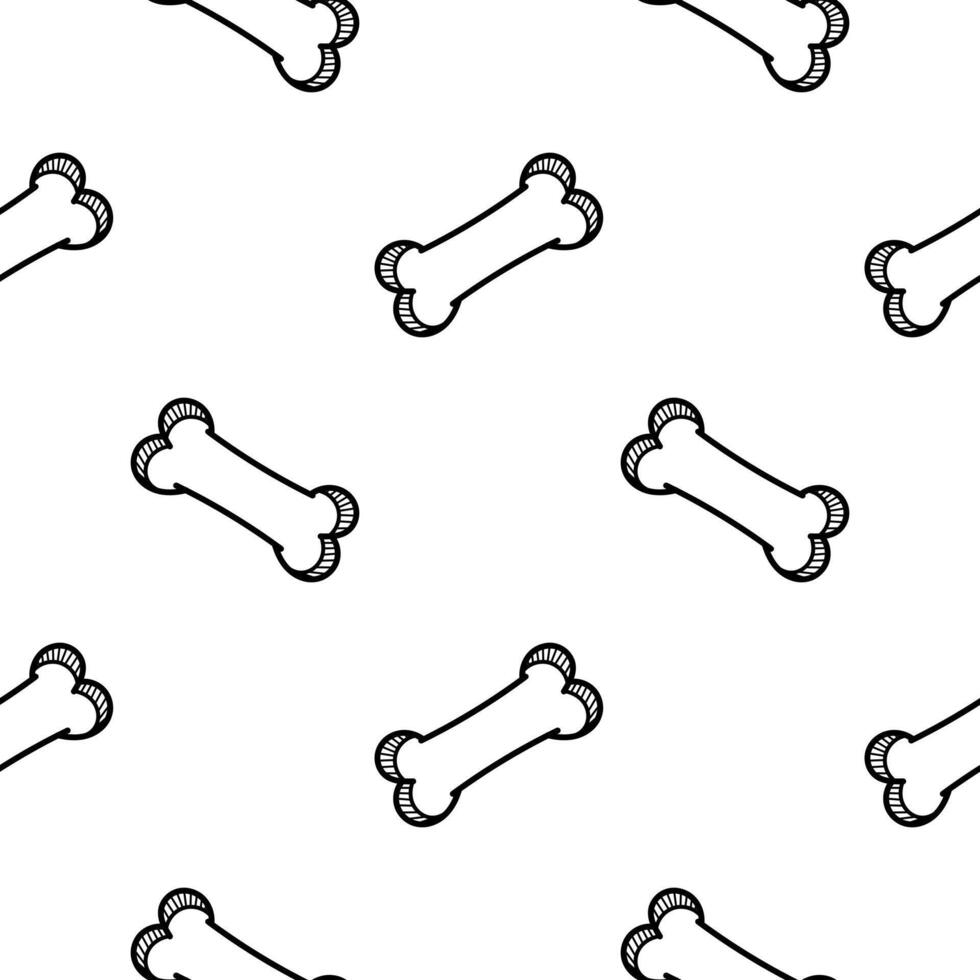 hand drawn seamless pattern of bones black and white version vector