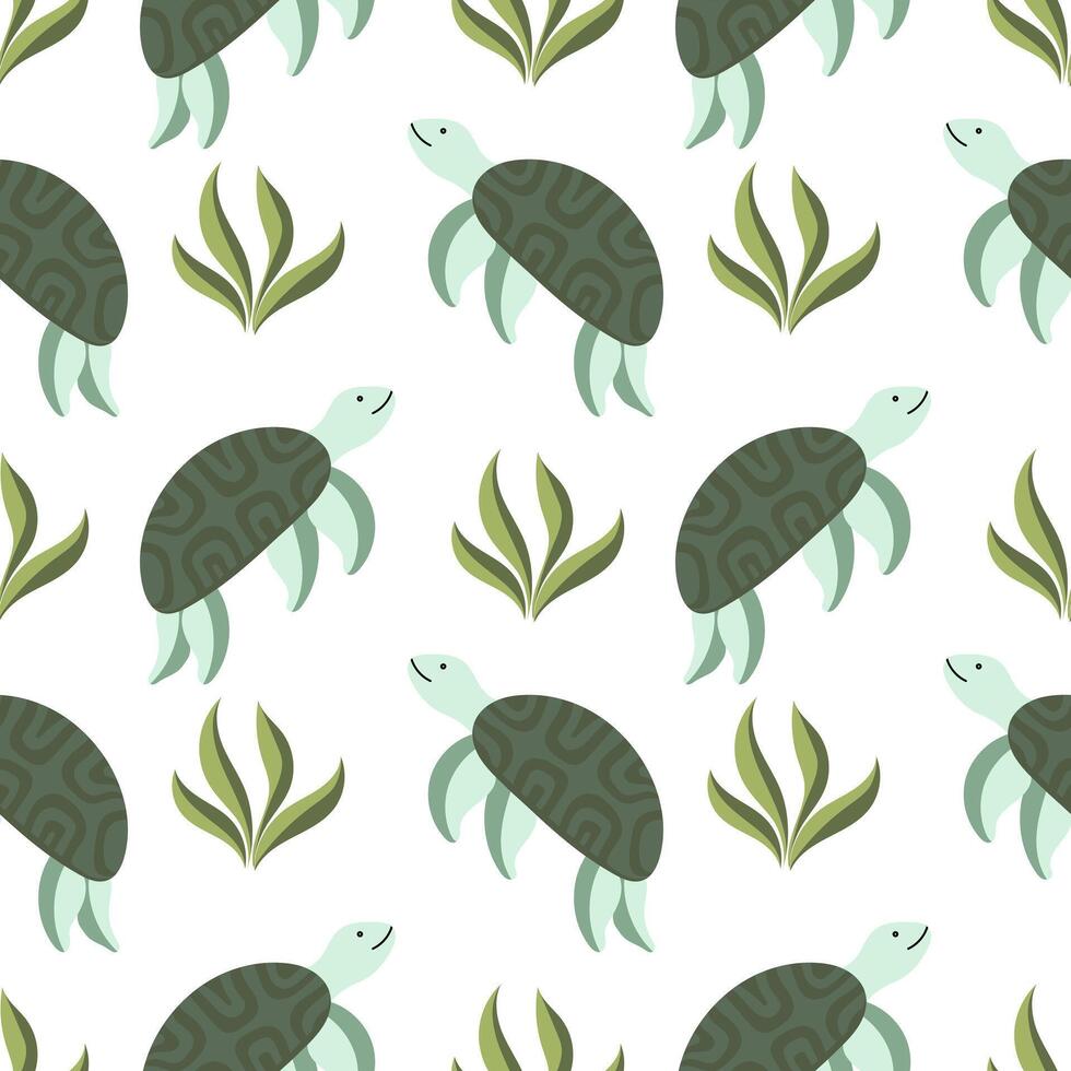 turtle seamless pattern vector