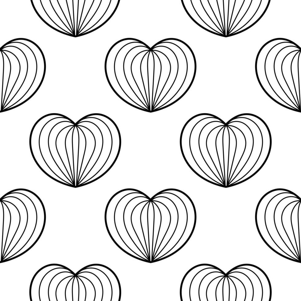 heart outline seamless pattern on white background vector