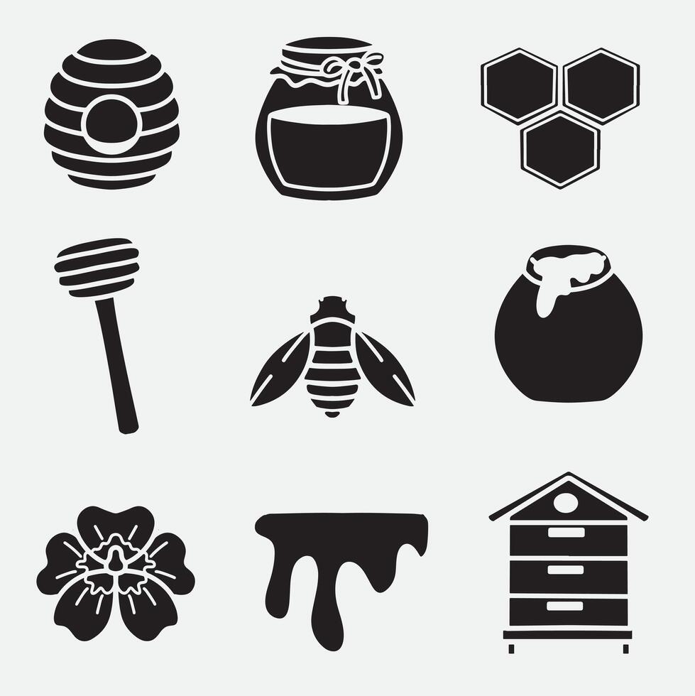 set of honey good for icon, logo, silhouette design, element design, etc vector