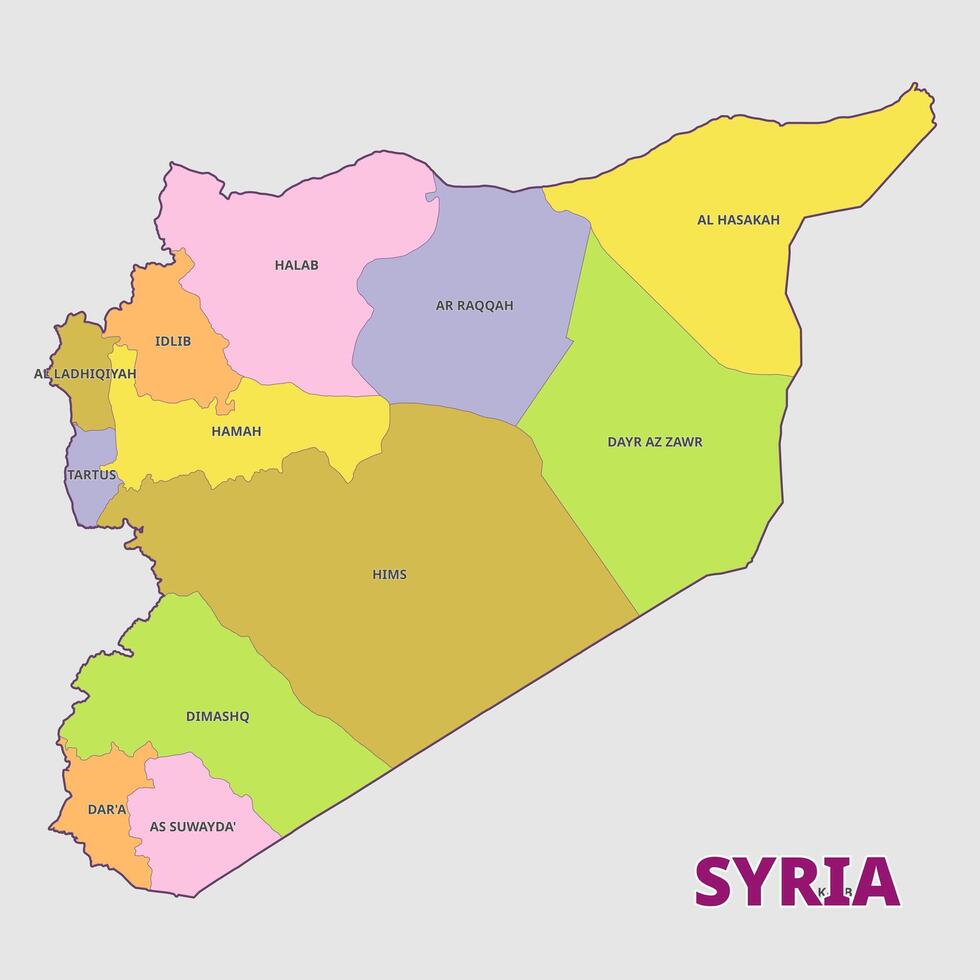 Isolated administrative divisions map of Syria vector