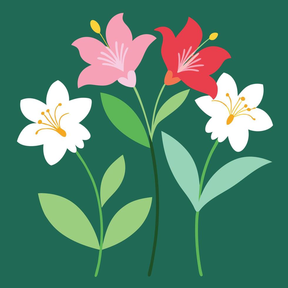 Illustration flowers set design on a white background vector
