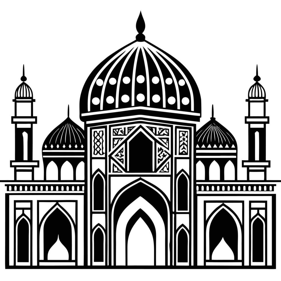 silhouette islamic architecture design on a white background vector