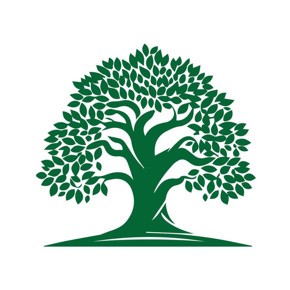 A green tree with leaves on it design on a white background vector