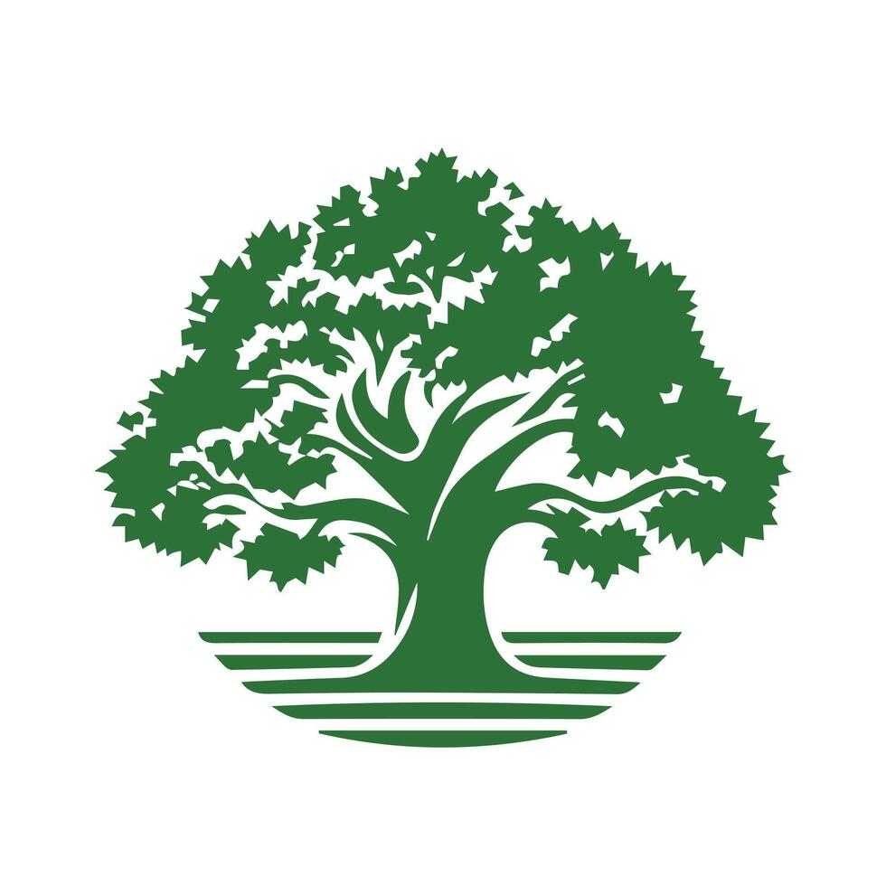 the oak tree logo is green and has a large tree vector