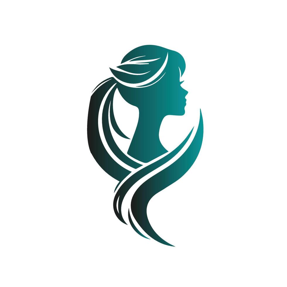 a woman's profile with long hair and a ponytail vector