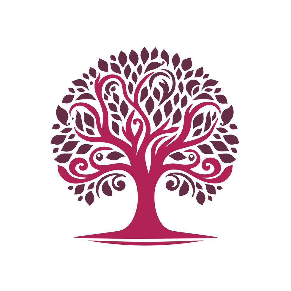 a purple tree with swirls on it vector