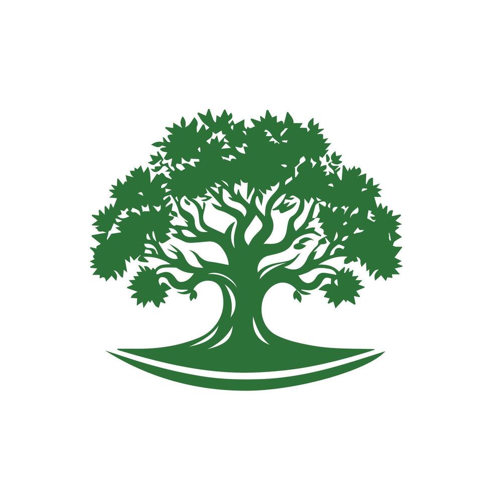 an oak tree logo with leaves and branches vector