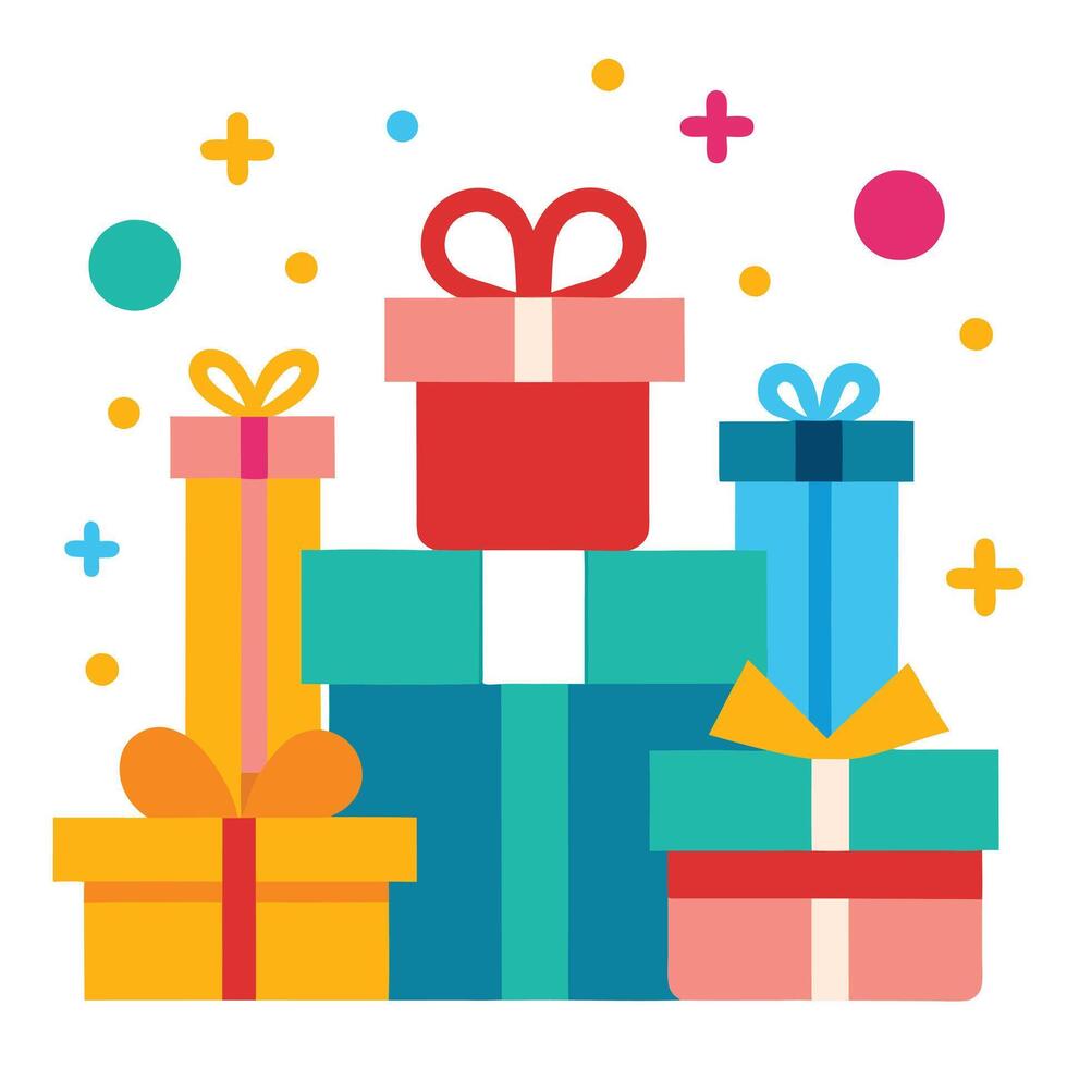 gift boxes with colorful ribbons and bows on a white background vector