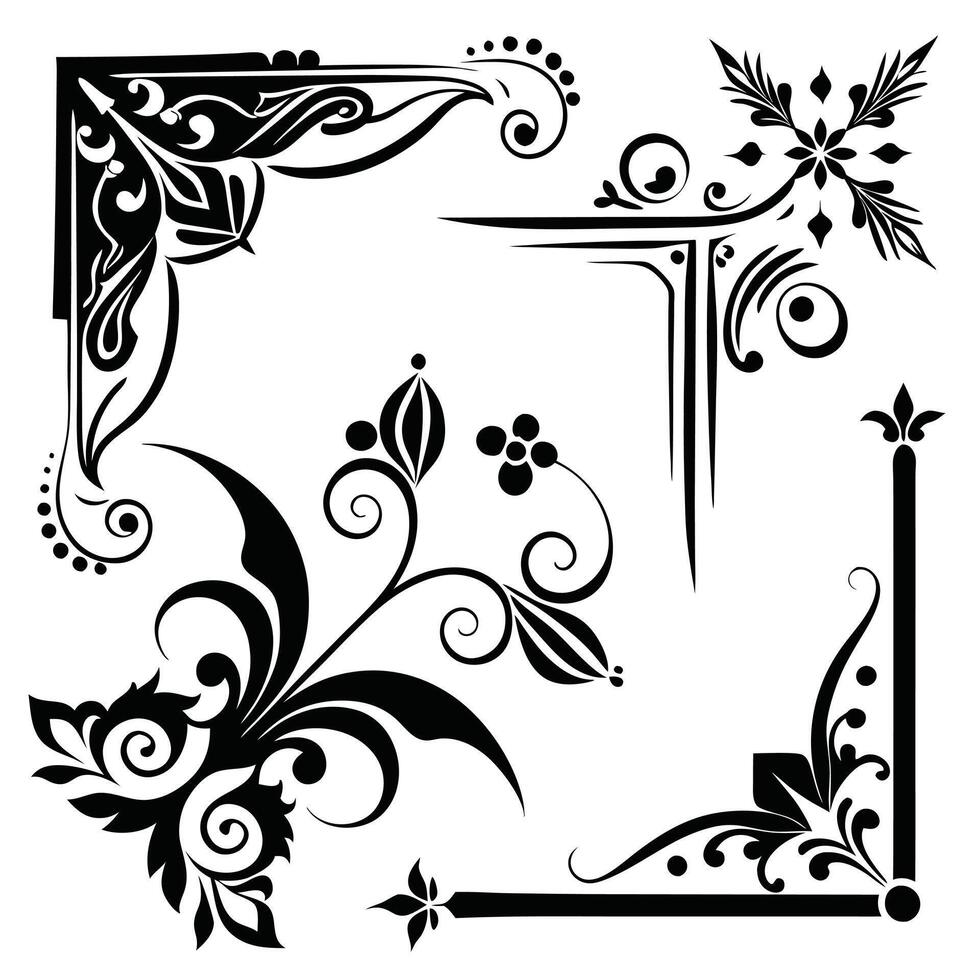 A set of decorative elements for a frame vector