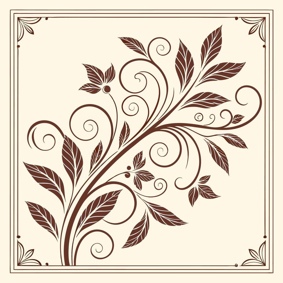 a floral design in a square frame vector