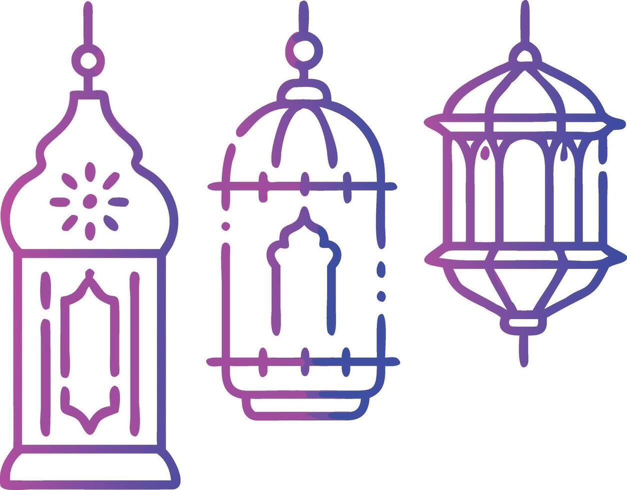 creative three different colored lanterns hanging from a string vector